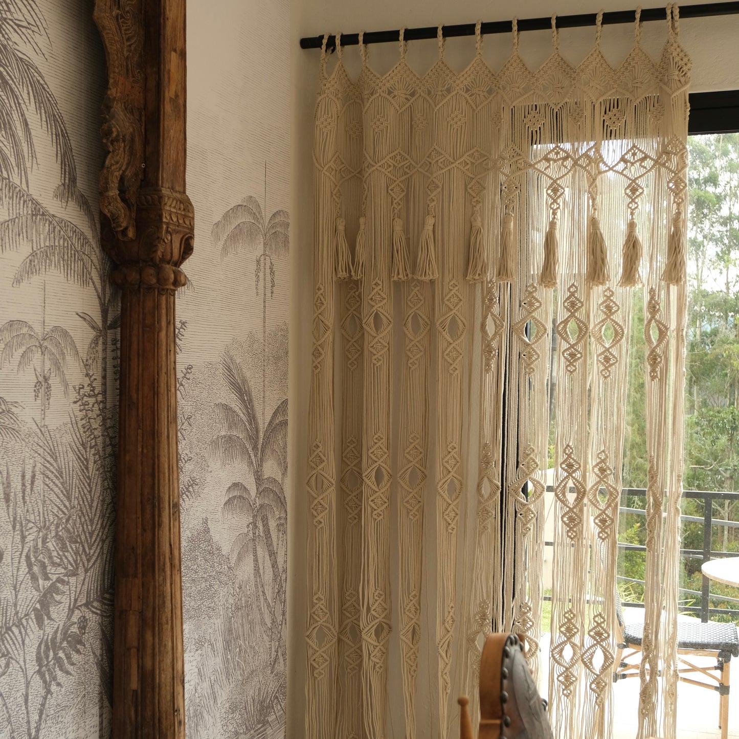 CORTINA MACRAME BORLAS