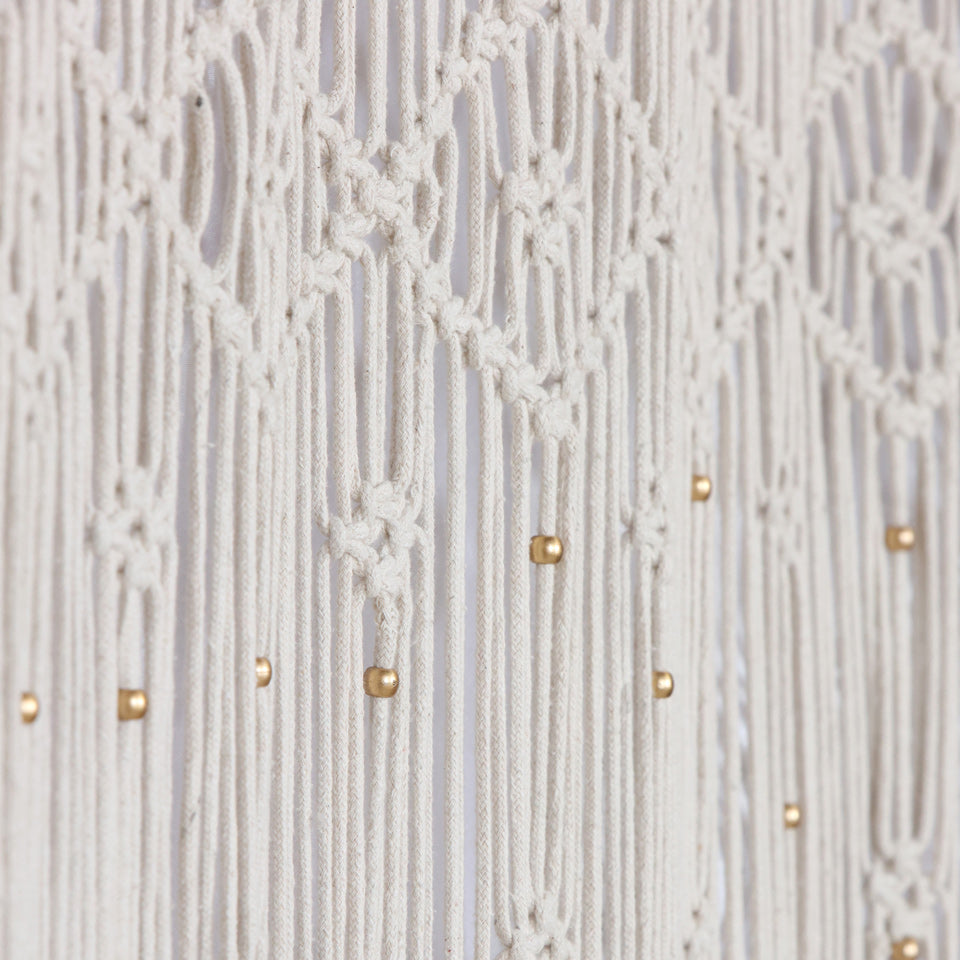 CORTINA MACRAME PERLAS DORADAS