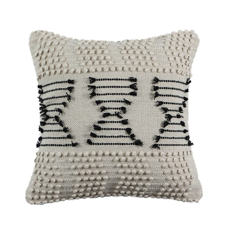 COJÍN MACRAME CRUDO Y NEGRO