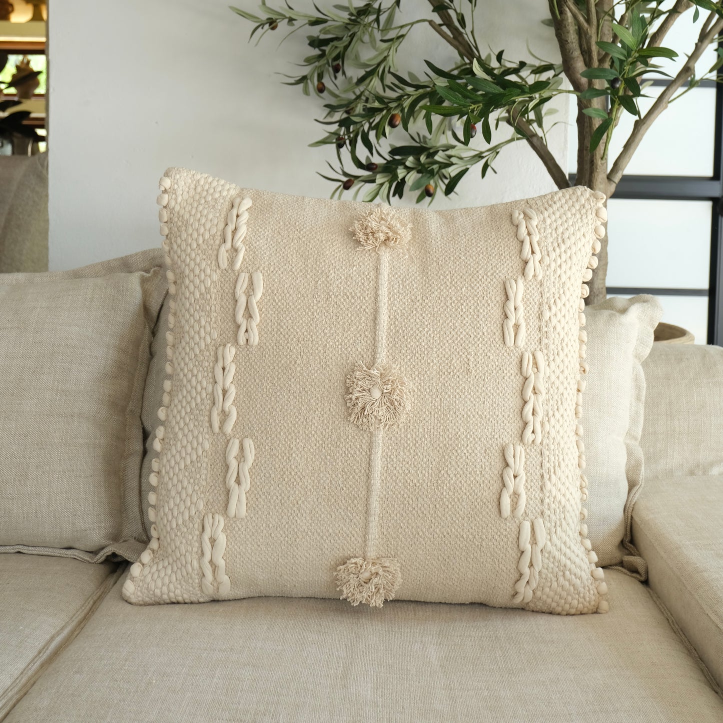 COJÍN MACRAME TEJIDO CRUDO