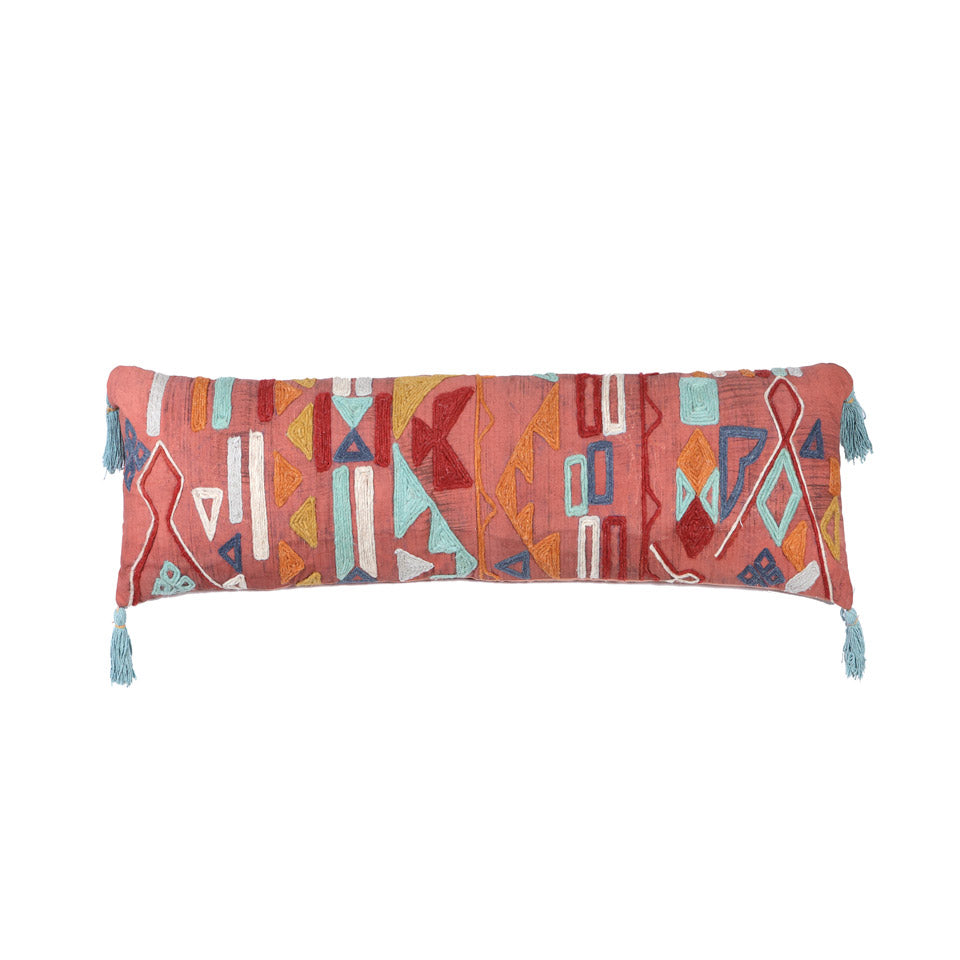 Cojín Rectangular Borlas Azules