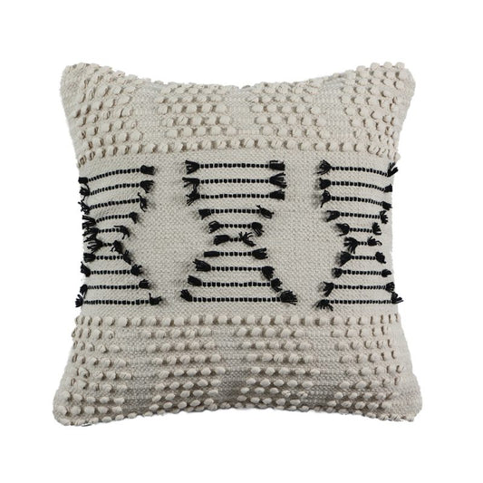 COJÍN MACRAME CRUDO Y NEGRO